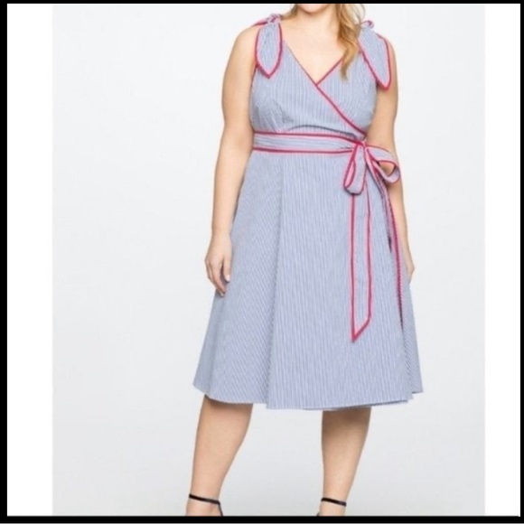 NWT Draper James Eloquii Striped Wrap Dress Wome's Size 18 - Picture 1 of 5